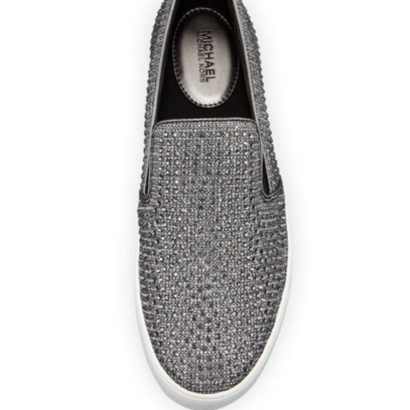 MICHAEL KORS TRENT GLITTER-CHAIN MESH SLIP-ON SNEAKERS BLACK/SILVER 6.5 M NWOB - Picture 11 of 11